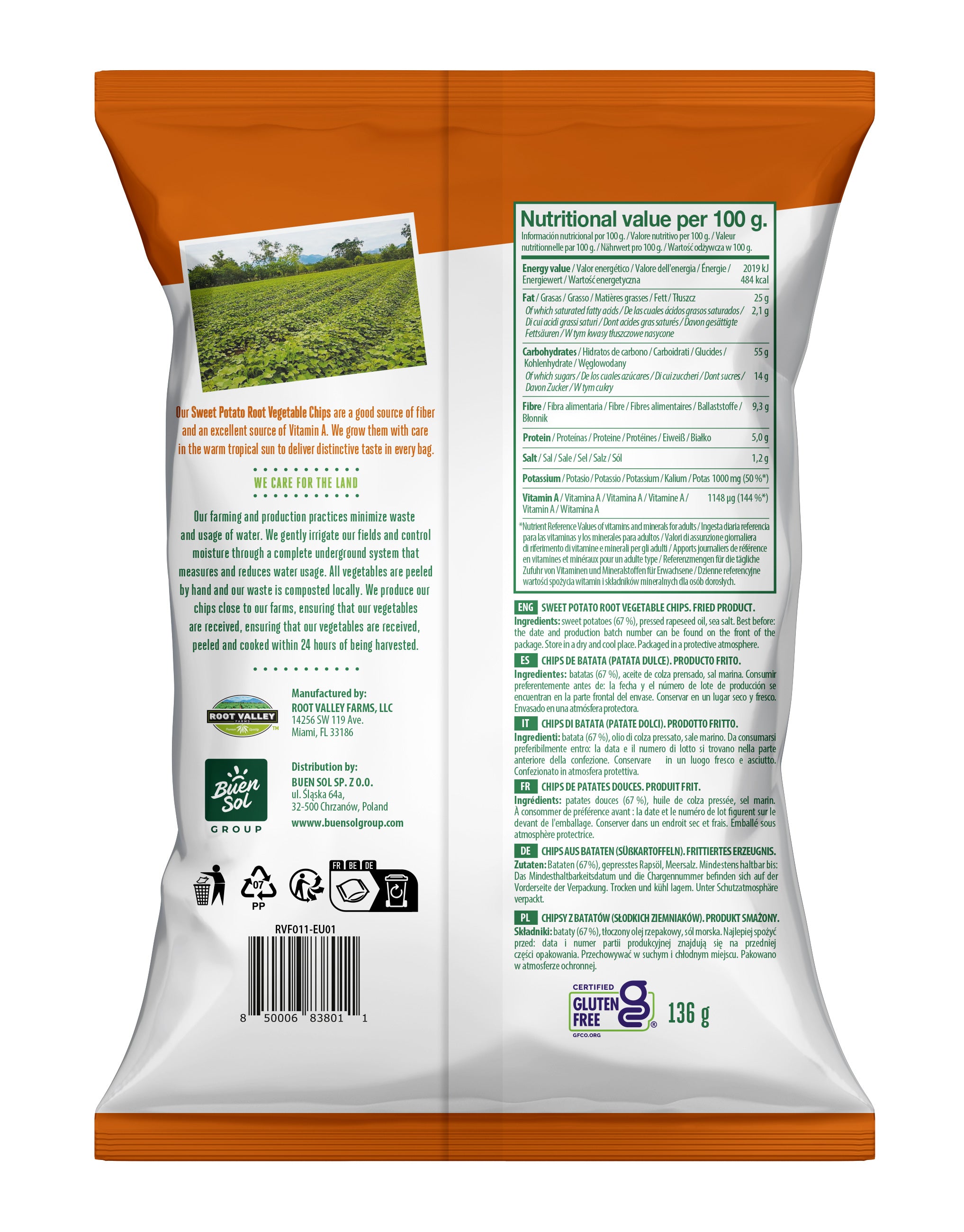 ROOT SMARTS- Sweet Potato Root Vegetable Chips - Lebensmittel Europa