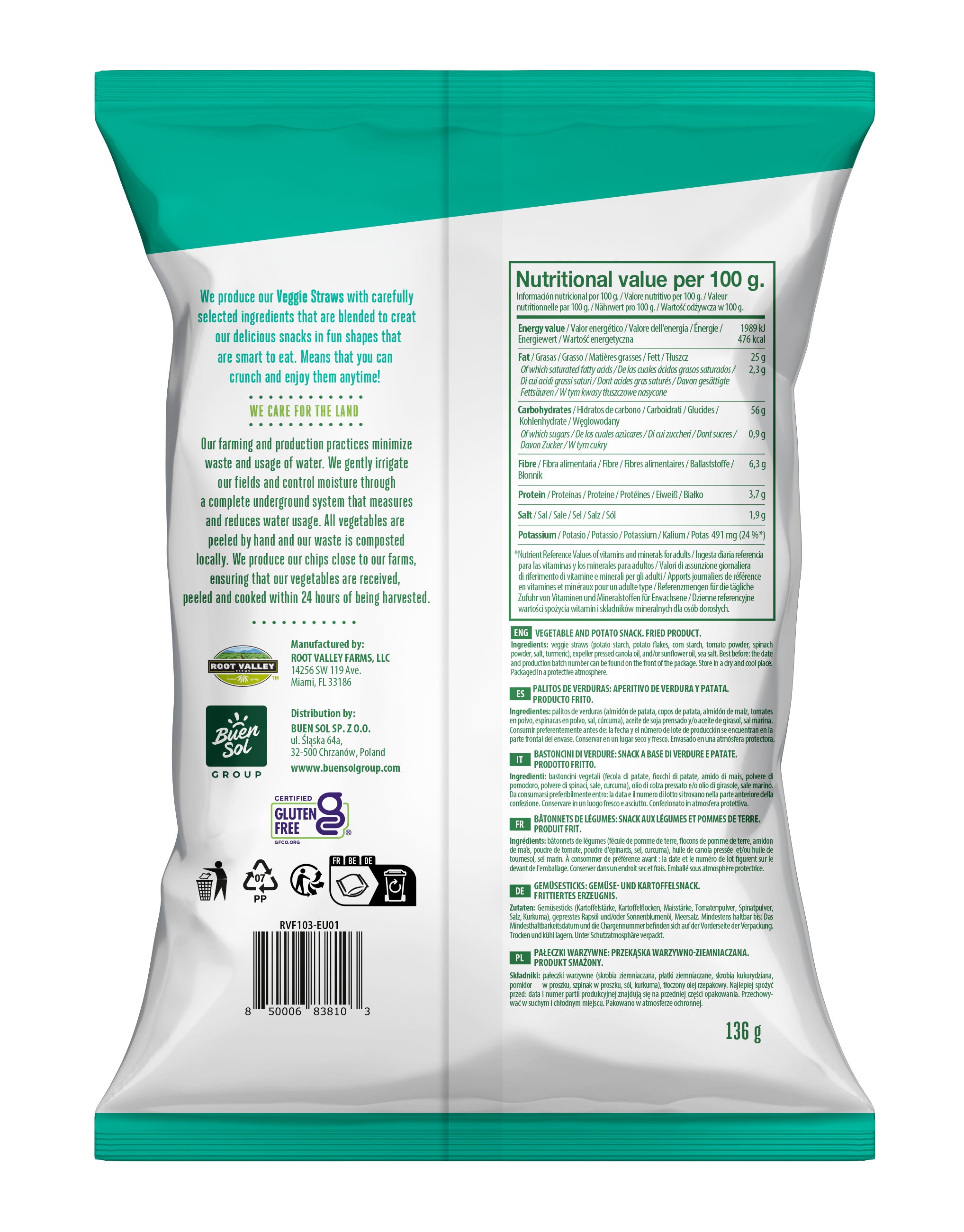 ROOT SMARTS- Veggie Straws Vegetable and Potato Snacks - Lebensmittel Europa